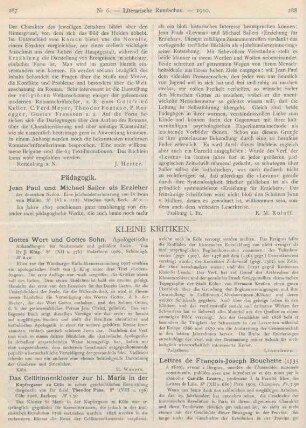 287-292 Kleine Kritiken