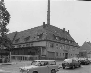 Großenhain. Gebäude der Molkereigenossenschaft, Töpfergasse 8. 19.Jh. Straßenansicht mit Laderampe