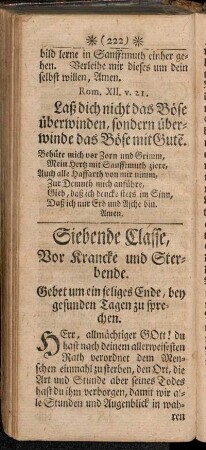 Siebende Classe, Vor Krancke und Sterbende
