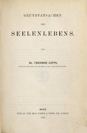 Grundtatsachen des Seelenlebens