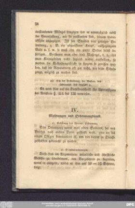 IV. Meldungen und Ordonnanzdienst.