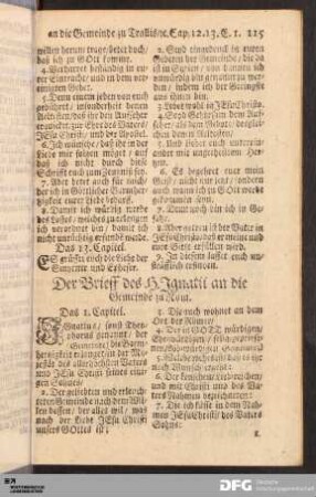 Der Brieff des H. Ignatii an die Gemeinde zu Rom.