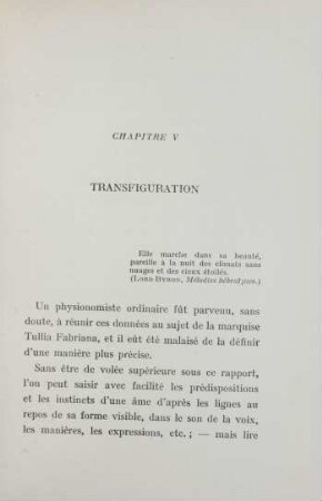 Chapitre V. Transfiguration