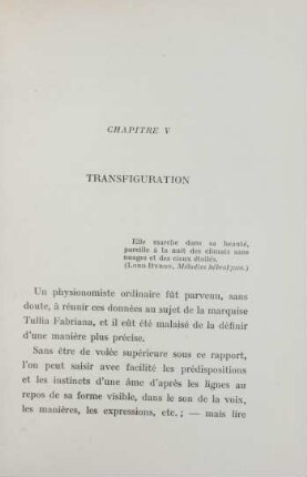 Chapitre V. Transfiguration