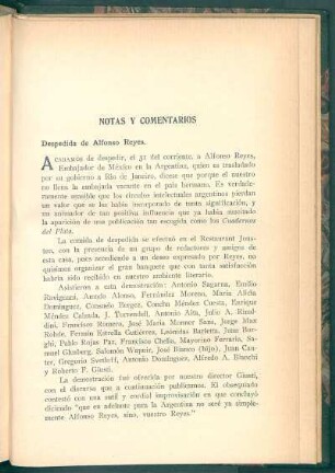 Despedida de Alfonso Reyes