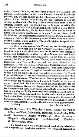 Matthies, Helene :: Ein Weltkind Gottes, Amalie Sievekings Leben und Werk, frei erzählt : Hamburg, Ernte-Verl., 1927