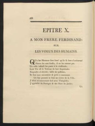 Epitre X. A Mon Frere Ferdinand: Sur Les Voeux Des Humains.