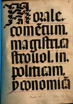 Commentum super libros Oeconomicae et Politicorum Aristotelis secundum translationem Leonardi Bruni
