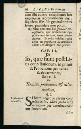 86-126, Cap. III. De Iis, quae fiunt post Litis contestationem, in primis de Probatione per testes & documenta.