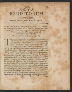 N. IV. [...] Calendis Aprilis, Anni M DC LXXXVII.