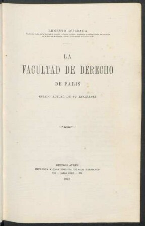 La Facultad de derecho de París : estado actual de su enseñanza