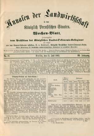 No. 29. Berlin, den 15. Juli 1863. III. Jahrgang.