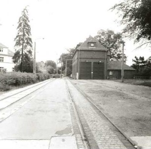 Cottbus. Straßenbahndepot Madlow, Kiekebuscher Weg 2. 1926. Gleisseite