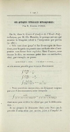 Sur quelques intégrales remarquables.
