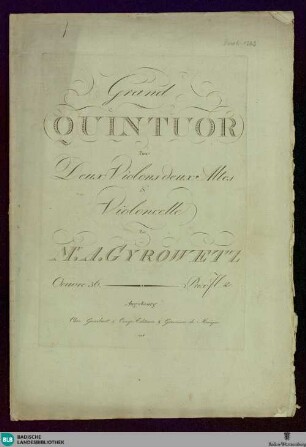 Grand quintuor : pour Deux Violons, deux Altes & Violoncelle; oeuvre 36