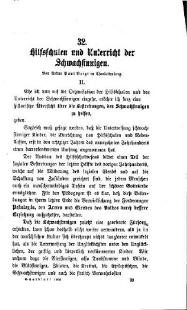 Hilfsschulen und Unterricht der Schwachsinnigen