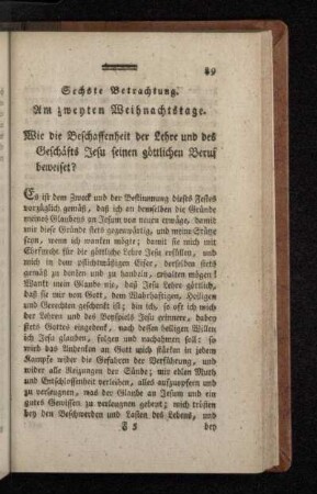 Sechste Betrachtung. Am zweyten Weihnachtstage.
