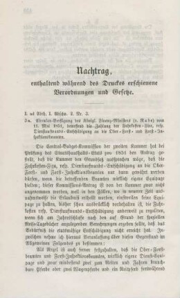 Nachtrag, enthaltend während des Druckes erschienene Verordnungen und Gesetze.