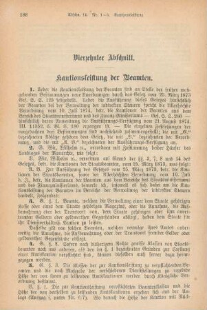 Vierzehnter Abschnitt. Kautionsleistung der Beamten.