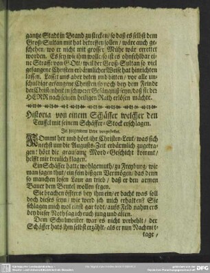 Historia von einem Schäffer welcher den Teuffel mit seinem Schäffer-Stock erschlagen