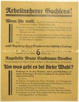 Aufruf der Deutschen Demokratischen Partei zur sächsischen Landtagswahl