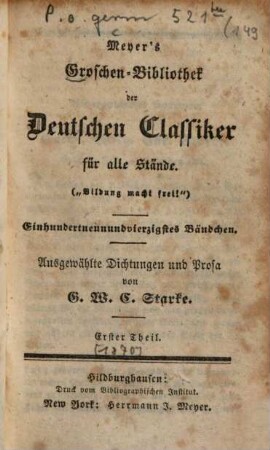 Ausgewählte Dichtungen und Prosa, 1