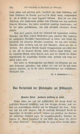 494-511 Das Verhältniß der Philosophie zur Pädagogik