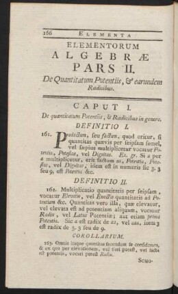 Pars II. De Quantitatum Potentiis, & earundem Radicibus
