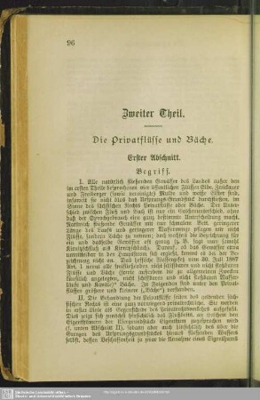 Zweiter Theil. Die Privatflüsse und Bäche