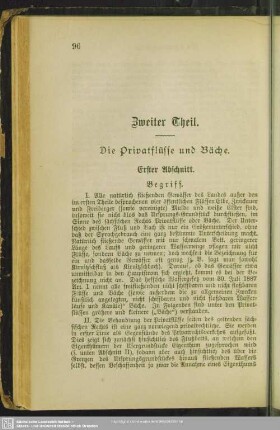Zweiter Theil. Die Privatflüsse und Bäche