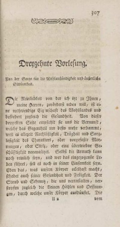 Dreyzehnte Vorlesung