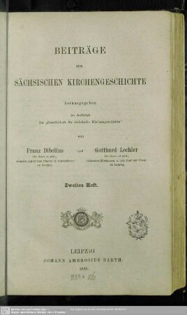 2.1883: Beiträge zur sächsischen Kirchengeschichte