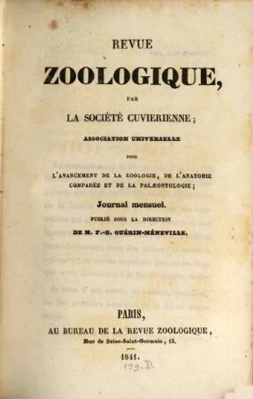 Revue zoologique. 1841
