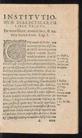 Institutionum Dialecticarum Liber Primus.