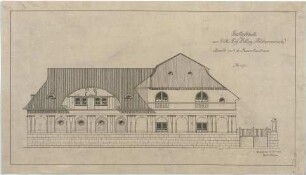 Billing, Hermann; Karlsruhe, Nördl. Hildapromenade 3/ Maximiliansstraße; Villa von Schwedler (Villa Billing) - Stallgebäude, Fassade zur Maximiliansstraße (Ansicht)