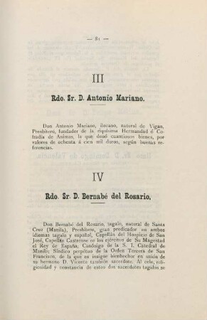 III. Rdo. Sr. D. Antonio Mariano