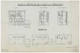 Technische Zeichnung : Projekt zur Mühle für Herrn P. Stockmann, Maienthal