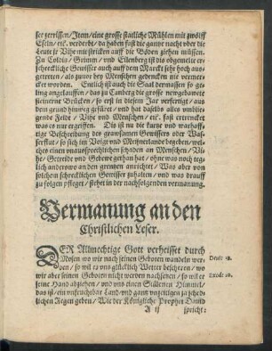 Vermanung an den Christlichen Leser.