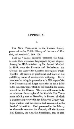 I. - Zurich MS. of the Vaudois New Testament