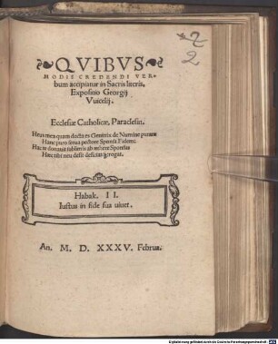 Qvibvs Modis Credendi Verbum accipiatur in Sacris literis, Expositio Georgij Vuicelij