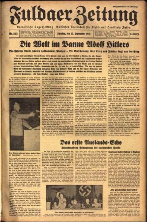 Ausgabe vom Dienstag, den 27. September 1938.