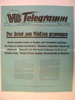 Maueranschlag des "Völkischen Beobachters": "Der Feind zum Rückzug gezwungen"