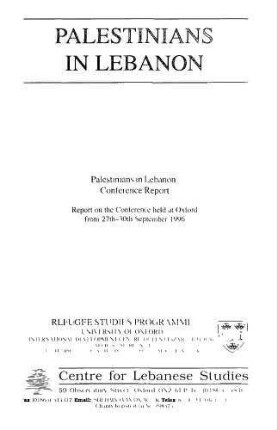 Palestinians in Lebanon : conference report