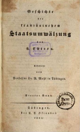 Geschichte der französischen Staatsumwälzung, 4. (1826). - 294 S.