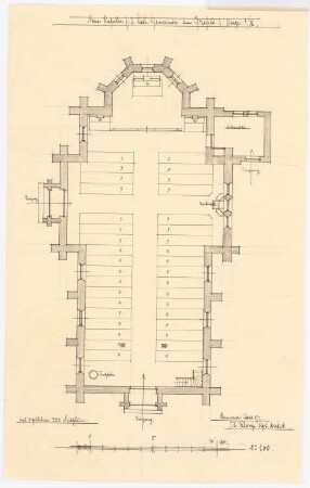 Herz-Jesu-Kirche, Grafeld: Grundriss 1:100 (Vorentwurf)