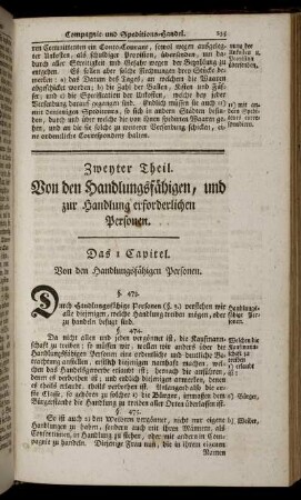 Zweyter Theil. Von den Handlungsfähigen, und zur Handlung erforderlichen Personen.