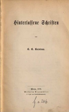 Hinterlassene Schriften