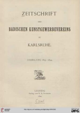 5: Zeitschrift des Badischen Kunstgewerbevereins zu Karlsruhe