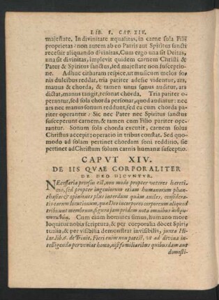 Caput XIV. De Iis quae Corporaliter De Deo Dicuntur.