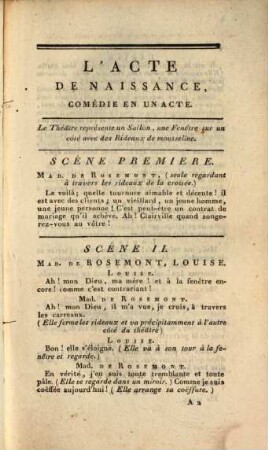 L' acte de naissance : comédie en un acte et en prose